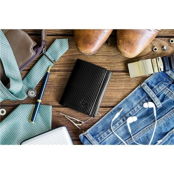 Stealth Mode Trifold Leather Wallet for Men with RFID Blocking - Picture 4 of 6